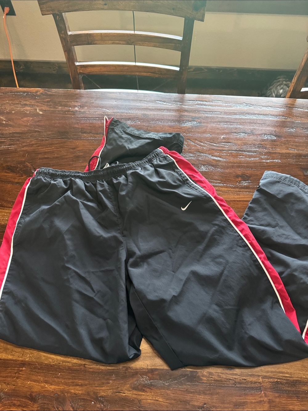 Nike Black Track Pants with Red Side Stripes
